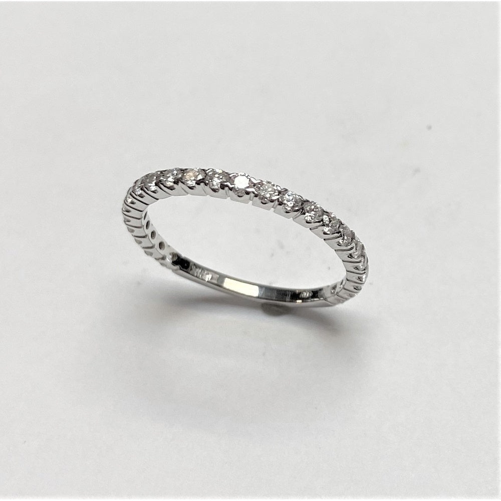 14K White Gold Wedding Band with Milgrain Detail and Prong-Set Round Diamonds - 0.52 Carat Total Diamond Weight by Auriventus