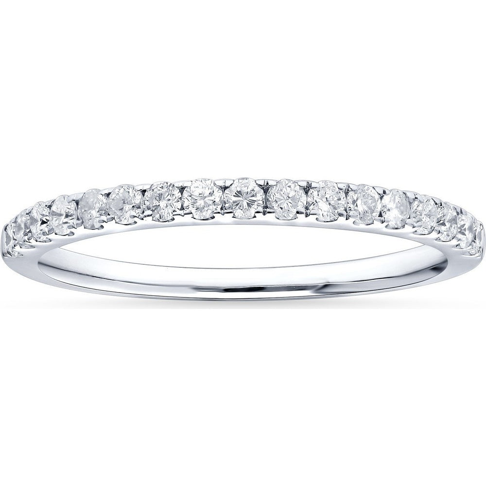 14K White Gold Wedding Band with Pavé Set Round Diamonds - 0.34 Carat Total Diamond Weight by Auriventus