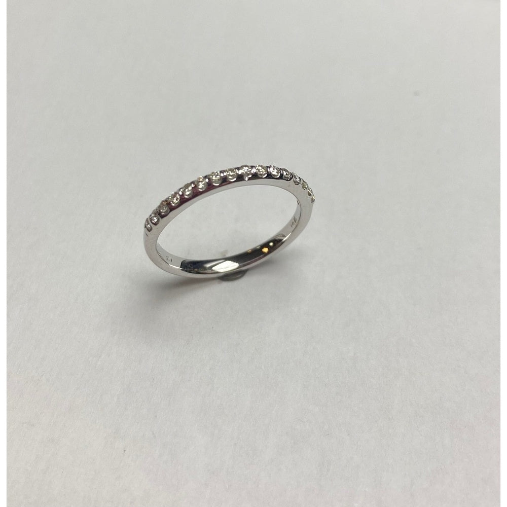14K White Gold Wedding Band with Prong Set Round Diamonds - 0.20 Carat Total Diamond Weight by Auriventus