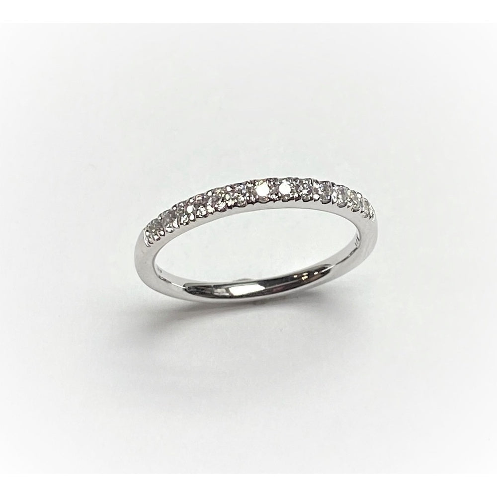 14K White Gold Wedding Band with Prong-Set Round Diamonds - 0.37 Carat Total Diamond Weight by Auriventus