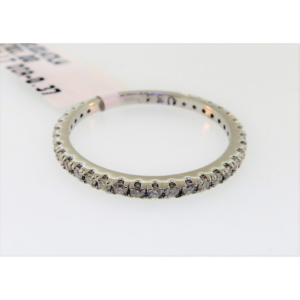 14K White Gold Wedding Band with Prong Set Round Diamonds and Milgrain Detail - 0.37 Carat Total Diamond Weight by Auriventus