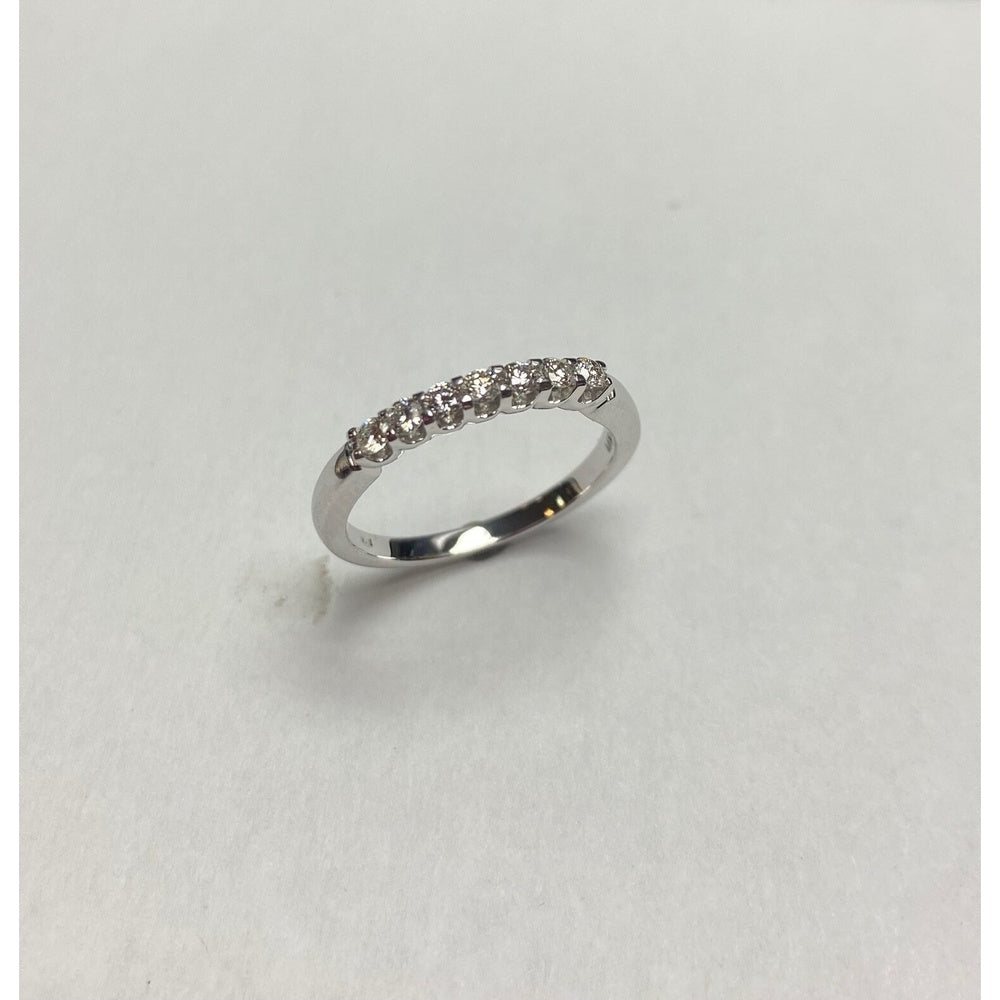 14K White Gold Wedding Band with Shared Prong Set Round Diamonds - 0.27 Carat Total Diamond Weight by Auriventus