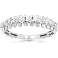 14K White Gold Wedding Band with Shared-Prong Set Round Diamonds - 0.50 Carat Total Diamond Weight - Royal Jewelry