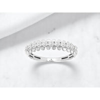 14K White Gold Wedding Band with Shared-Prong Set Round Diamonds - 0.50 Carat Total Diamond Weight - Royal Jewelry