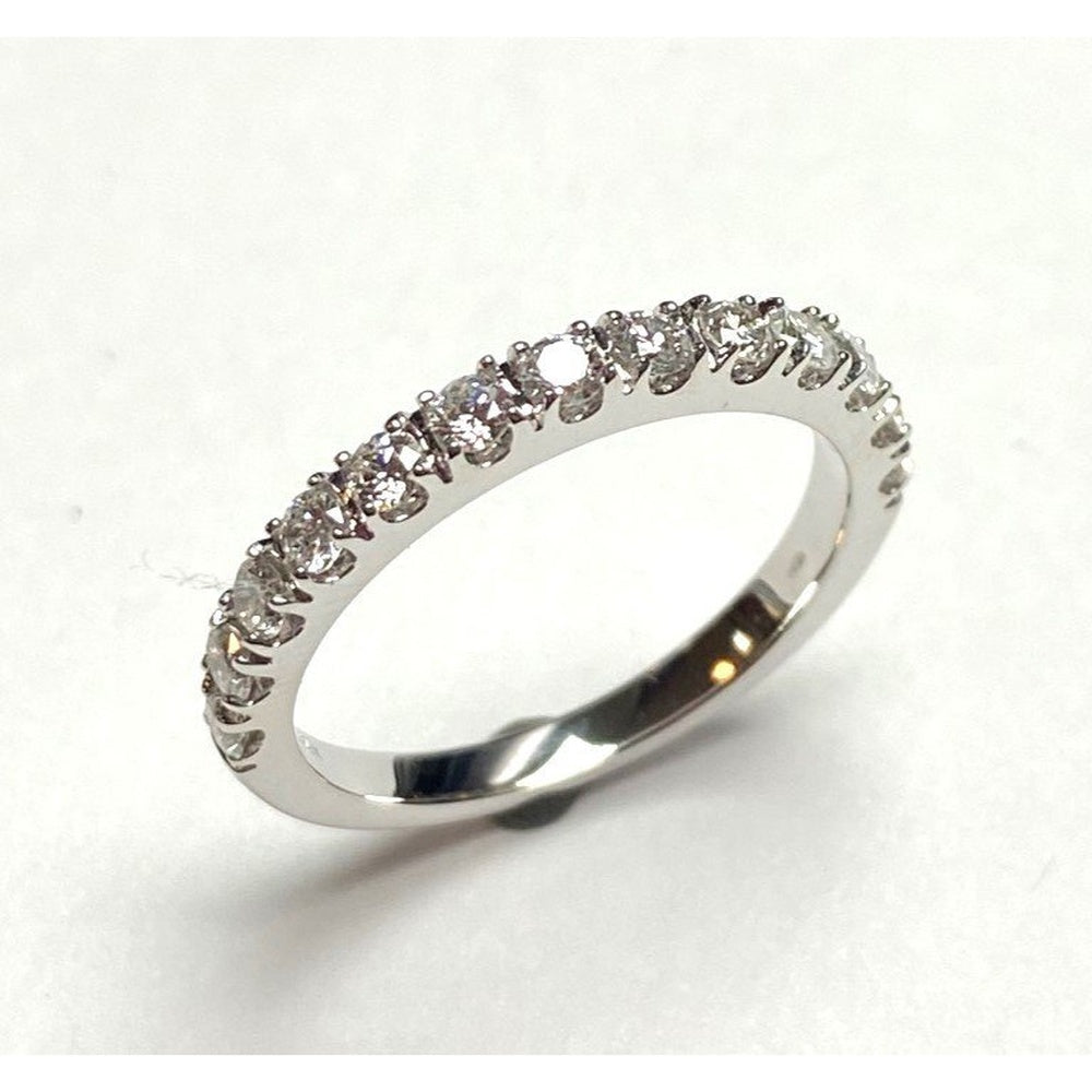 14K White Gold Wedding Band with Shared-Prong Set Round Diamonds - 0.62 Carat Total Diamond Weight by Auriventus