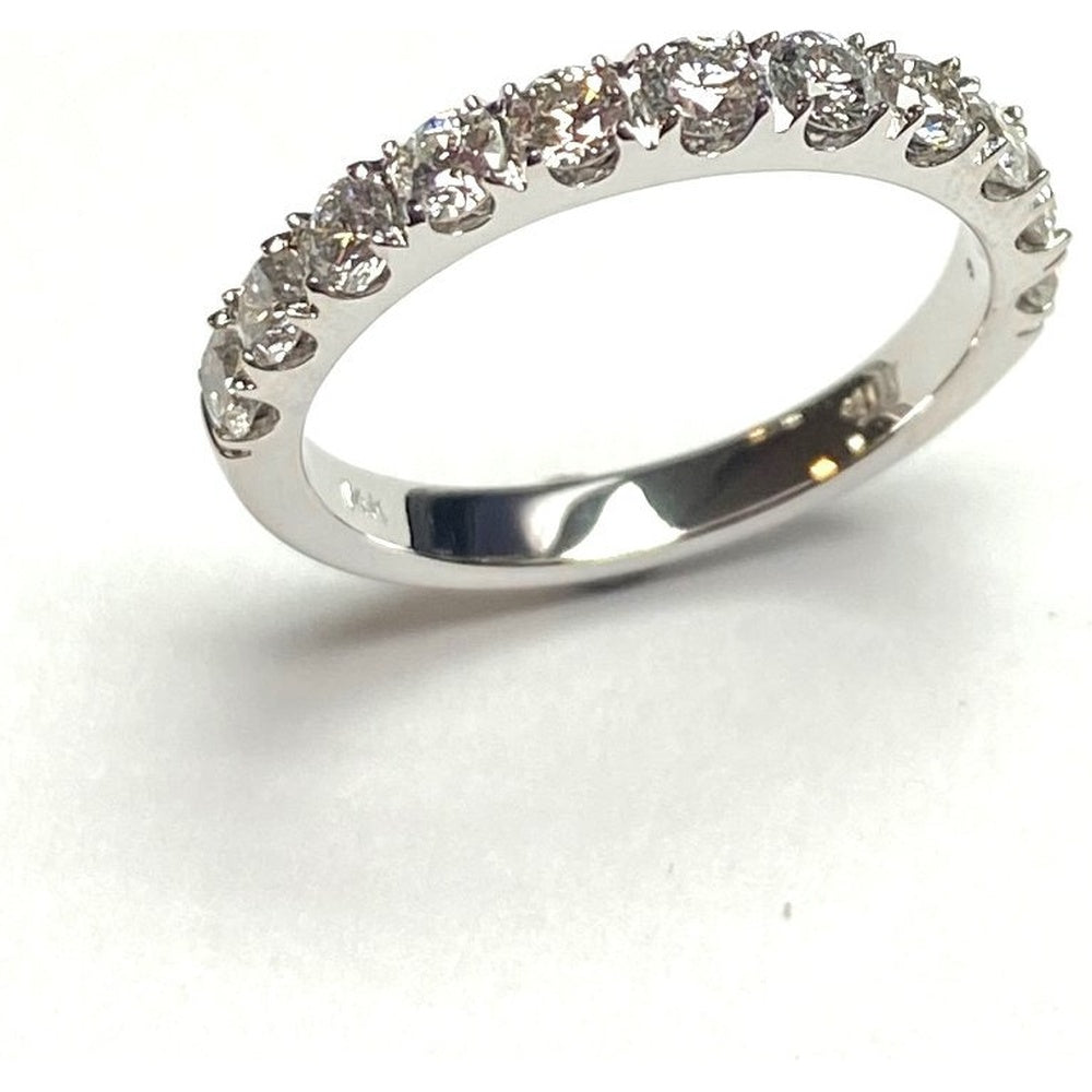 14K White Gold Wedding Band with Shared-Prong Set Round Diamonds - 0.95 Carat Total Diamond Weight by Auriventus