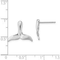 14K White Gold Whale Tail Post Earrings with Polished Finish and Rhodium Plating by 0