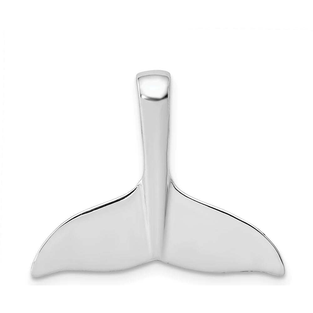 14K White Gold Whale Tail Slide Pendant - Rhodium Plated, 20mm Length by Oro Pregiato