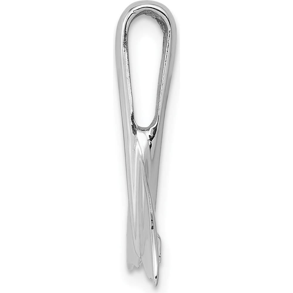 14K White Gold Whale Tail Slide Pendant - Rhodium Plated, 20mm Length by Oro Pregiato