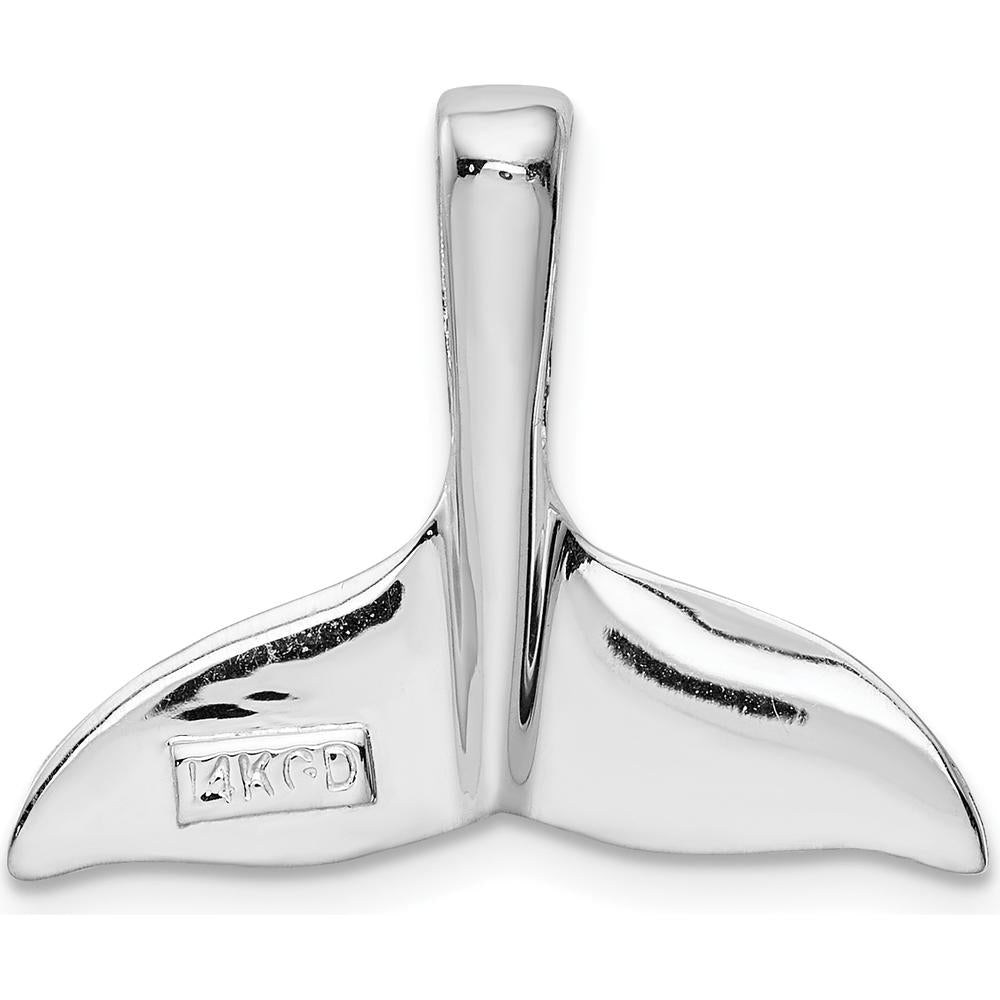 14K White Gold Whale Tail Slide Pendant - Rhodium Plated, 20mm Length by Oro Pregiato