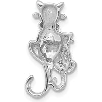 14K White Gold White and Black Diamond Cat Pendant - 0.018 Carat Total Diamond Weight by Monteluci Fine Jewelry
