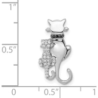 14K White Gold White and Black Diamond Cat Pendant - 0.018 Carat Total Diamond Weight by Monteluci Fine Jewelry