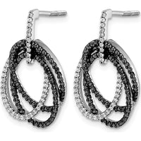 14K White Gold White and Black Diamond Dangle Earrings - 0.21 Carat Total Diamond Weight by Monteluci Fine Jewelry