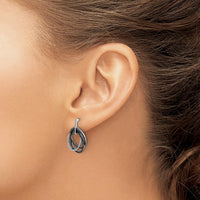 14K White Gold White and Black Diamond Dangle Earrings - 0.21 Carat Total Diamond Weight by Monteluci Fine Jewelry