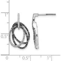 14K White Gold White and Black Diamond Dangle Earrings - 0.21 Carat Total Diamond Weight by Monteluci Fine Jewelry