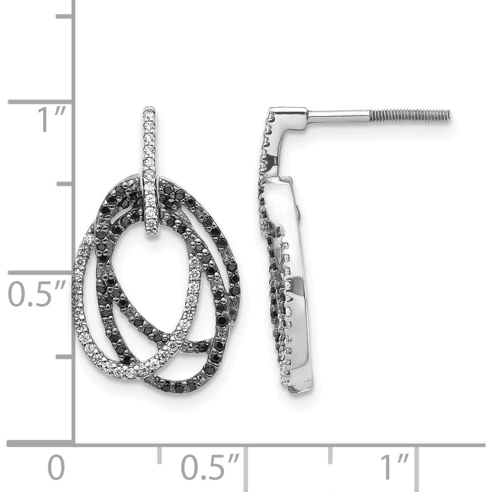 14K White Gold White and Black Diamond Dangle Earrings - 0.21 Carat Total Diamond Weight by Monteluci Fine Jewelry