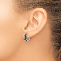 14K White Gold White and Black Diamond Hinged Hoop Earrings - 0.14 Carat Total Diamond Weight by Monteluci Fine Jewelry