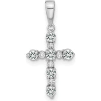 14K White Gold White Topaz and Diamond Cross Pendant - Radiant Elegance Design by Oro Pregiato