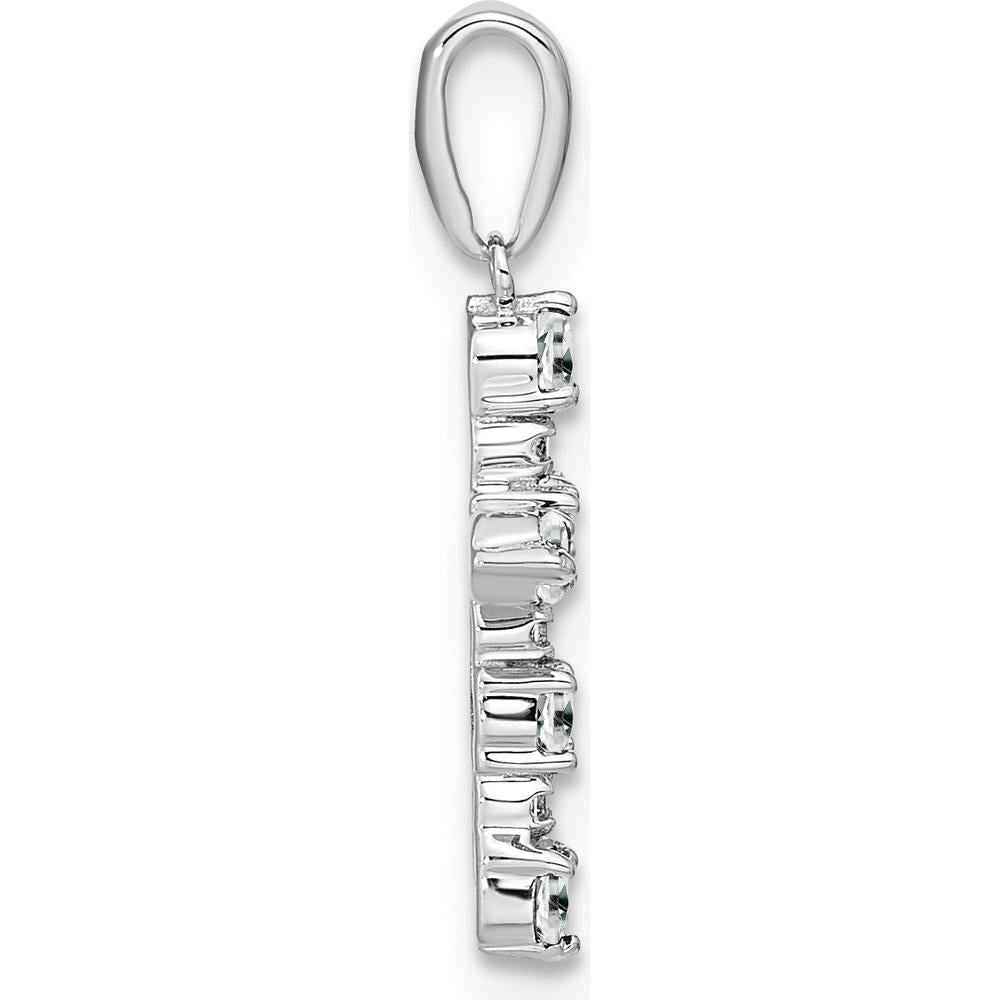 14K White Gold White Topaz and Diamond Cross Pendant - Radiant Elegance Design by Oro Pregiato