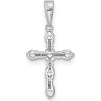 14K White Gold White Topaz and Diamond Cross Pendant - Radiant Elegance Design by Oro Pregiato