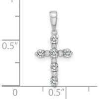 14K White Gold White Topaz and Diamond Cross Pendant - Radiant Elegance Design by Oro Pregiato