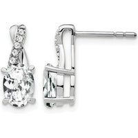 14K White Gold White Topaz and Diamond Drop Earrings - 0.012 Carat Total Diamond Weight by Oro Pregiato