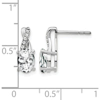 14K White Gold White Topaz and Diamond Drop Earrings - 0.012 Carat Total Diamond Weight by Oro Pregiato