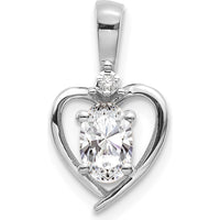 14K White Gold White Topaz and Diamond Heart Pendant - 0.55 Carat White Topaz, 0.007 Carat Diamond by Oro Pregiato