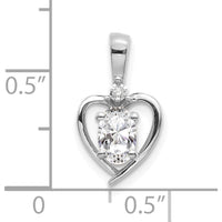 14K White Gold White Topaz and Diamond Heart Pendant - 0.55 Carat White Topaz, 0.007 Carat Diamond by Oro Pregiato