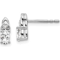 14K White Gold White Topaz and Diamond Post Earrings - 0.293 Carat Total Topaz Weight, 0.005 Carat Total Diamond Weight by Oro Pregiato