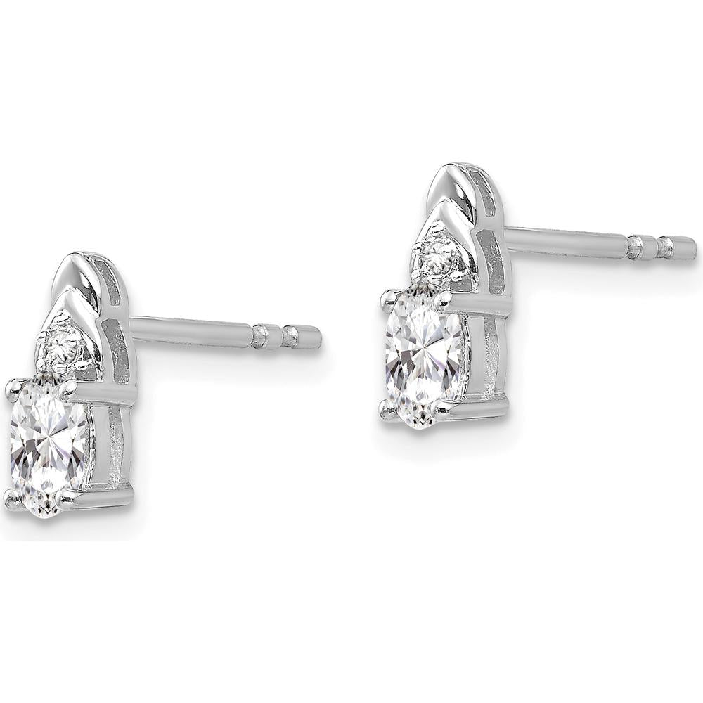 14K White Gold White Topaz and Diamond Post Earrings - 0.293 Carat Total Topaz Weight, 0.005 Carat Total Diamond Weight by Oro Pregiato