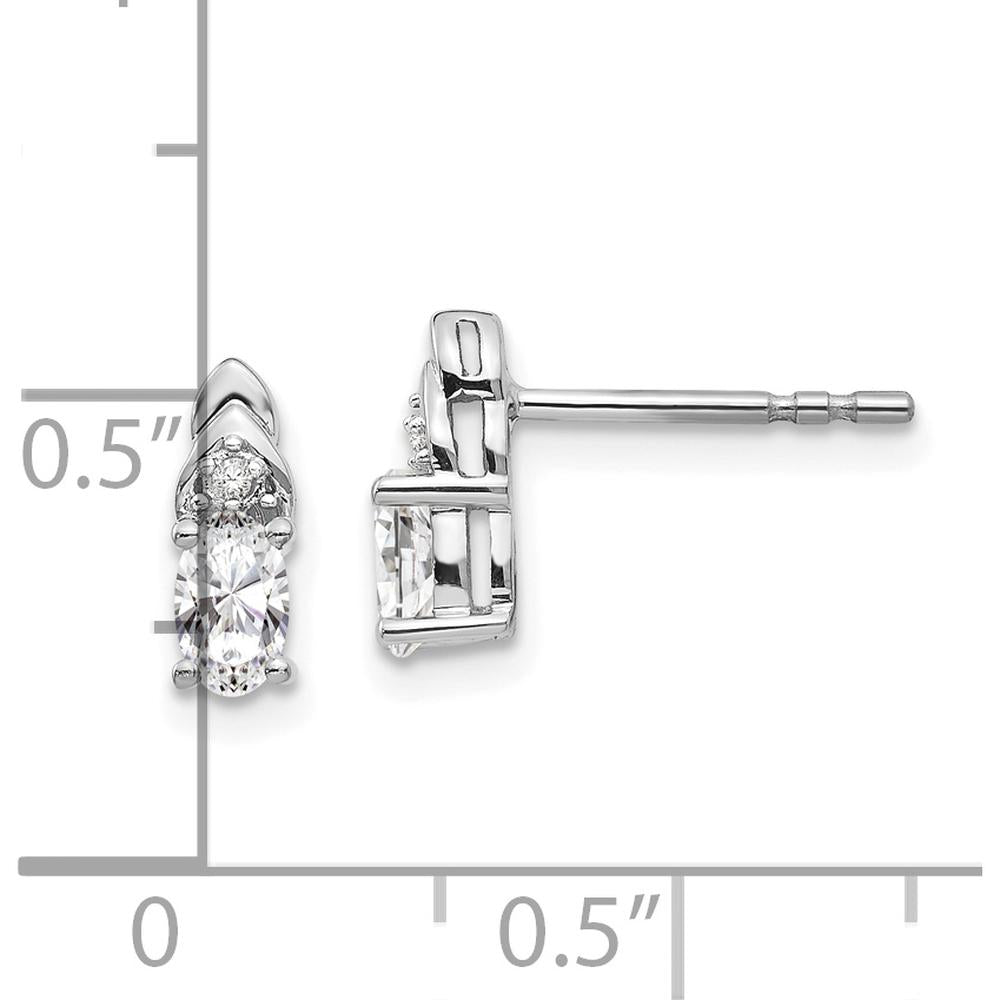 14K White Gold White Topaz and Diamond Post Earrings - 0.293 Carat Total Topaz Weight, 0.005 Carat Total Diamond Weight by Oro Pregiato