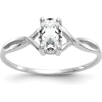 14K White Gold White Topaz Birthstone Ring - 0.55 Carat Oval Cut by Oro Pregiato