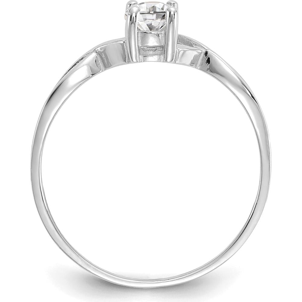 14K White Gold White Topaz Birthstone Ring - 0.55 Carat Oval Cut by Oro Pregiato