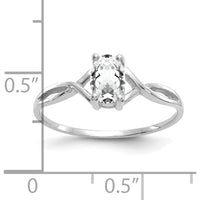 14K White Gold White Topaz Birthstone Ring - 0.55 Carat Oval Cut by Oro Pregiato