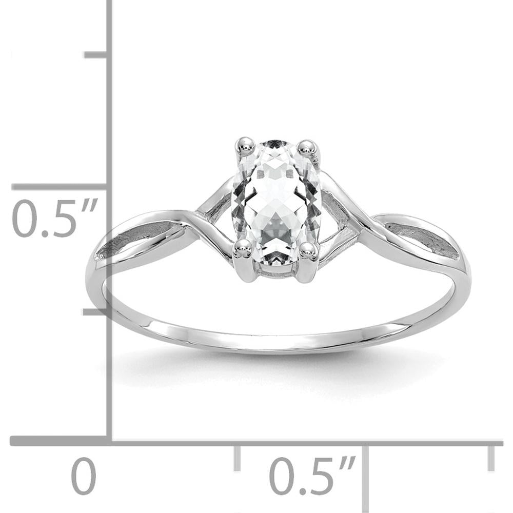 14K White Gold White Topaz Birthstone Ring - 0.55 Carat Oval Cut by Oro Pregiato