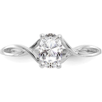 14K White Gold White Topaz Birthstone Ring - 0.55 Carat Oval Cut by Oro Pregiato