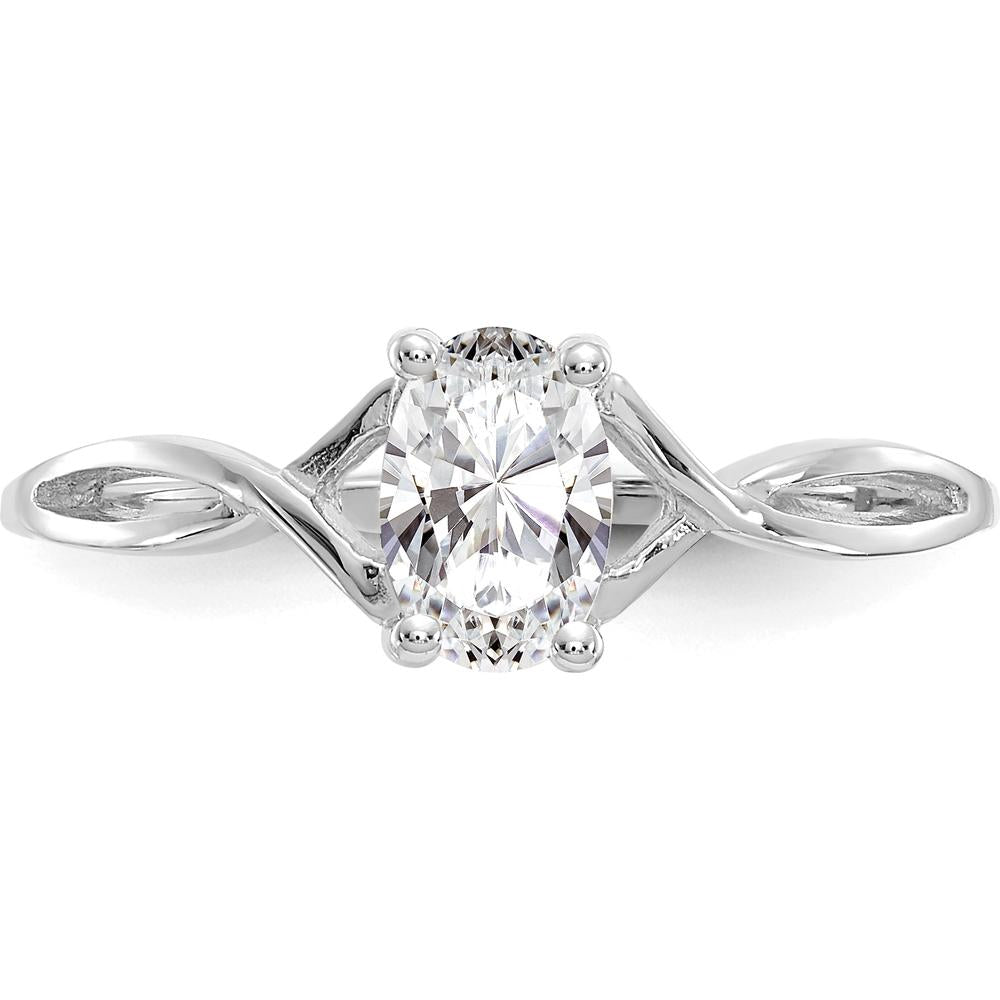 14K White Gold White Topaz Birthstone Ring - 0.55 Carat Oval Cut by Oro Pregiato