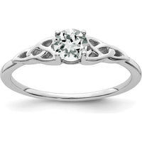 14K White Gold White Topaz Celtic Knot Ring with 4.5mm Round White Topaz - Women's Birthstone Ring by 0
