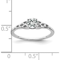 14K White Gold White Topaz Celtic Knot Ring with 4.5mm Round White Topaz - Women's Birthstone Ring by 0
