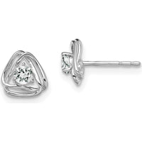 14K White Gold White Topaz Post Earrings - 0.15 Carat Total Gem Weight by Oro Pregiato