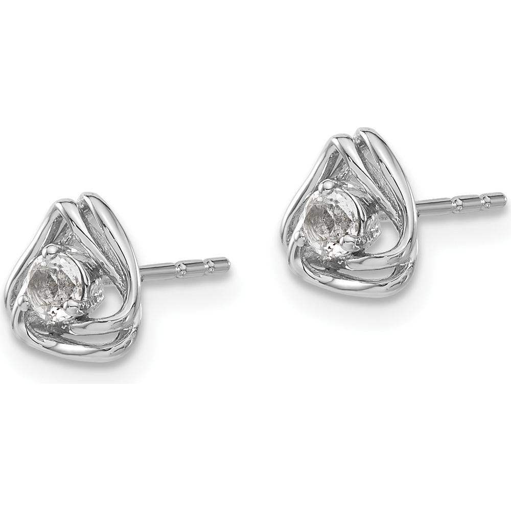 14K White Gold White Topaz Post Earrings - 0.15 Carat Total Gem Weight by Oro Pregiato