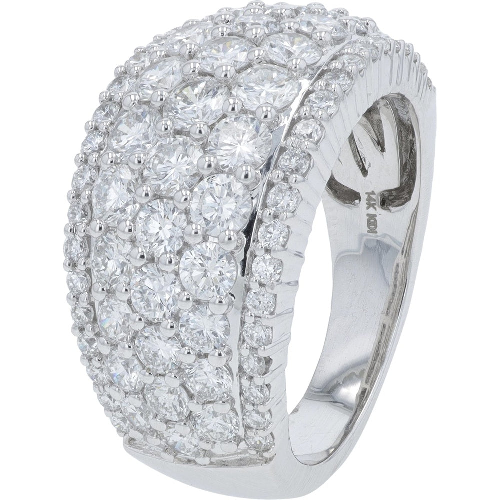 14K White Gold Wide Band Ring with Pavé Set Round Lab-Grown Diamonds - 3.00 Carat Total Diamond Weight