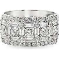 14K White Gold Wide Band Ring with Round and Baguette Diamonds - 2.56 Carat Total Diamond Weight by Auriventus