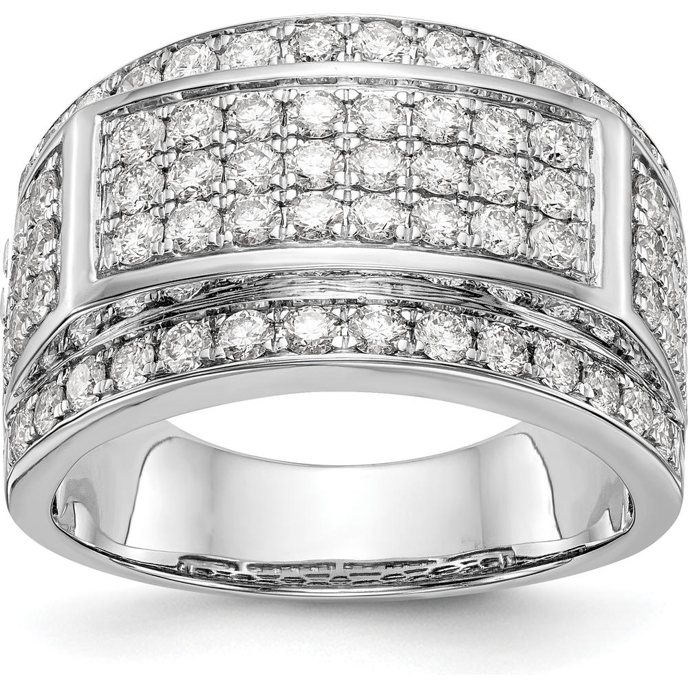 14K White Gold Wide Pavé Band with Round Diamonds - 2.00 Carat Total Diamond Weight by 0