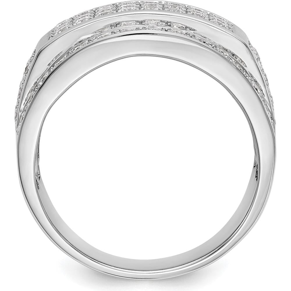 14K White Gold Wide Pavé Band with Round Diamonds - 2.00 Carat Total Diamond Weight by 0