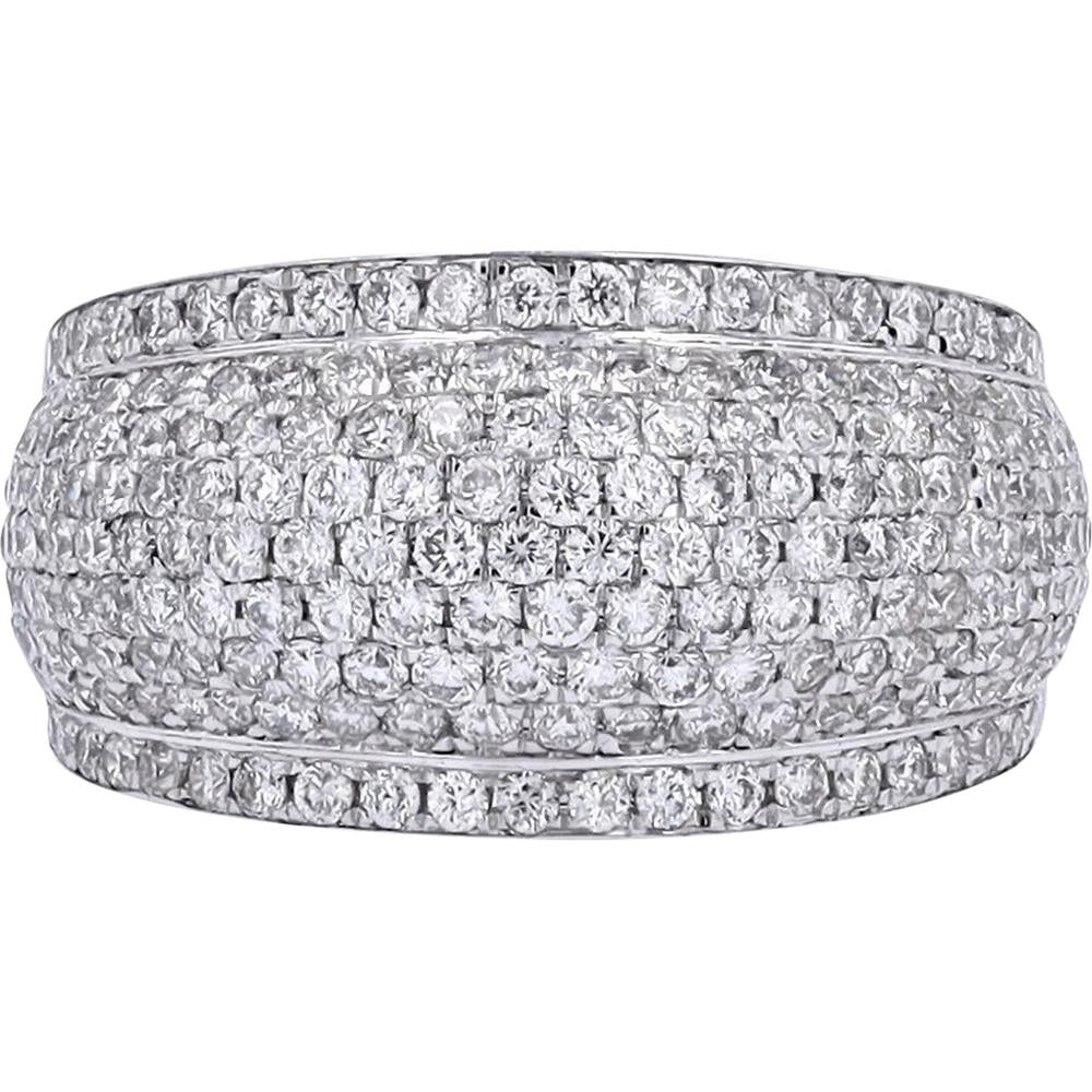 14K White Gold Wide Pavé Diamond Cocktail Ring - 1.75 Carat Total Diamond Weight