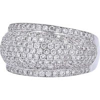 14K White Gold Wide Pavé Diamond Cocktail Ring - 1.75 Carat Total Diamond Weight