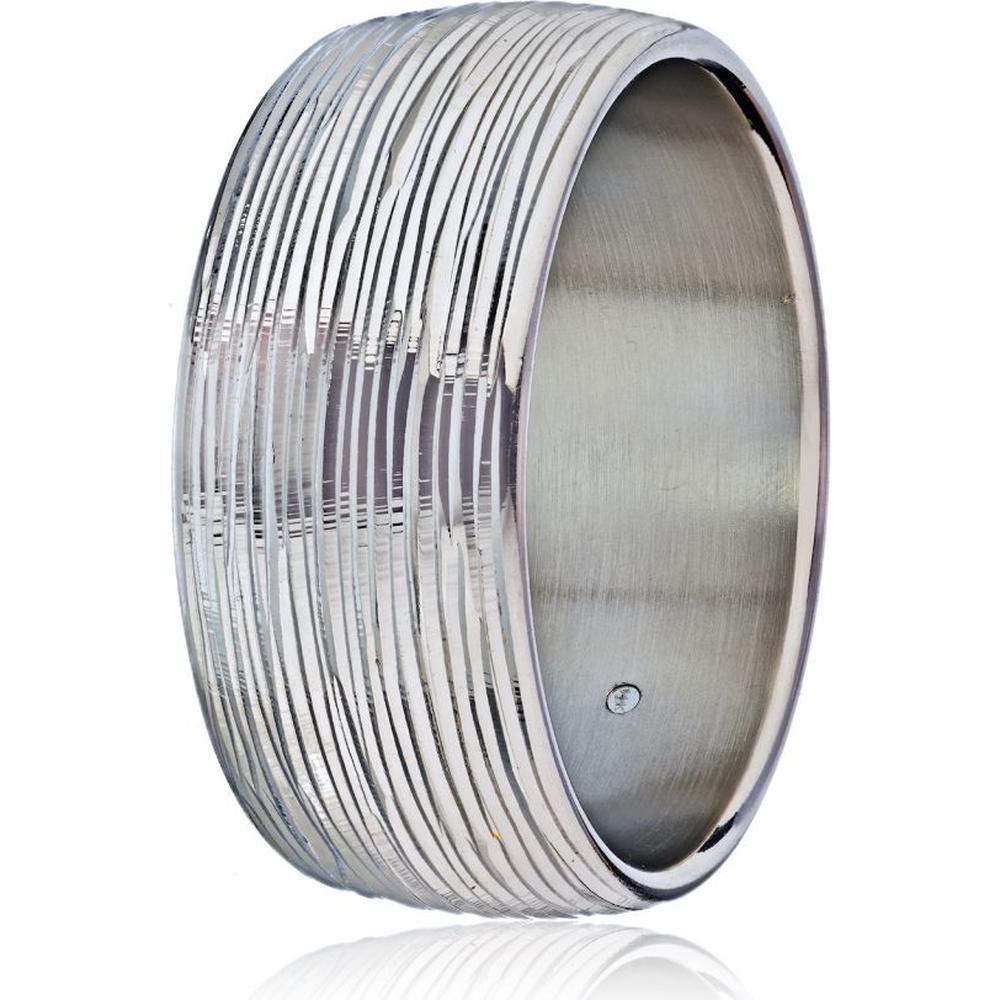14K White Gold Wide Textured Bangle Bracelet - 43.4 Grams