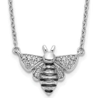 14K White Gold with Black Rhodium Diamond Bee Necklace - 1/10 Carat Total Diamond Weight by Monteluci Fine Jewelry